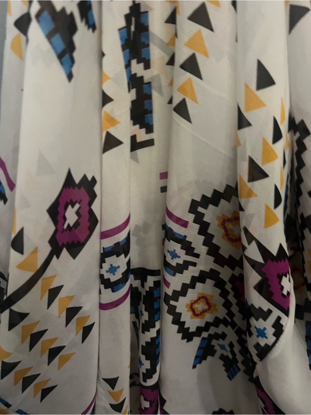 White Geometric Print Women’s kimono in Purple, Blue & Gold